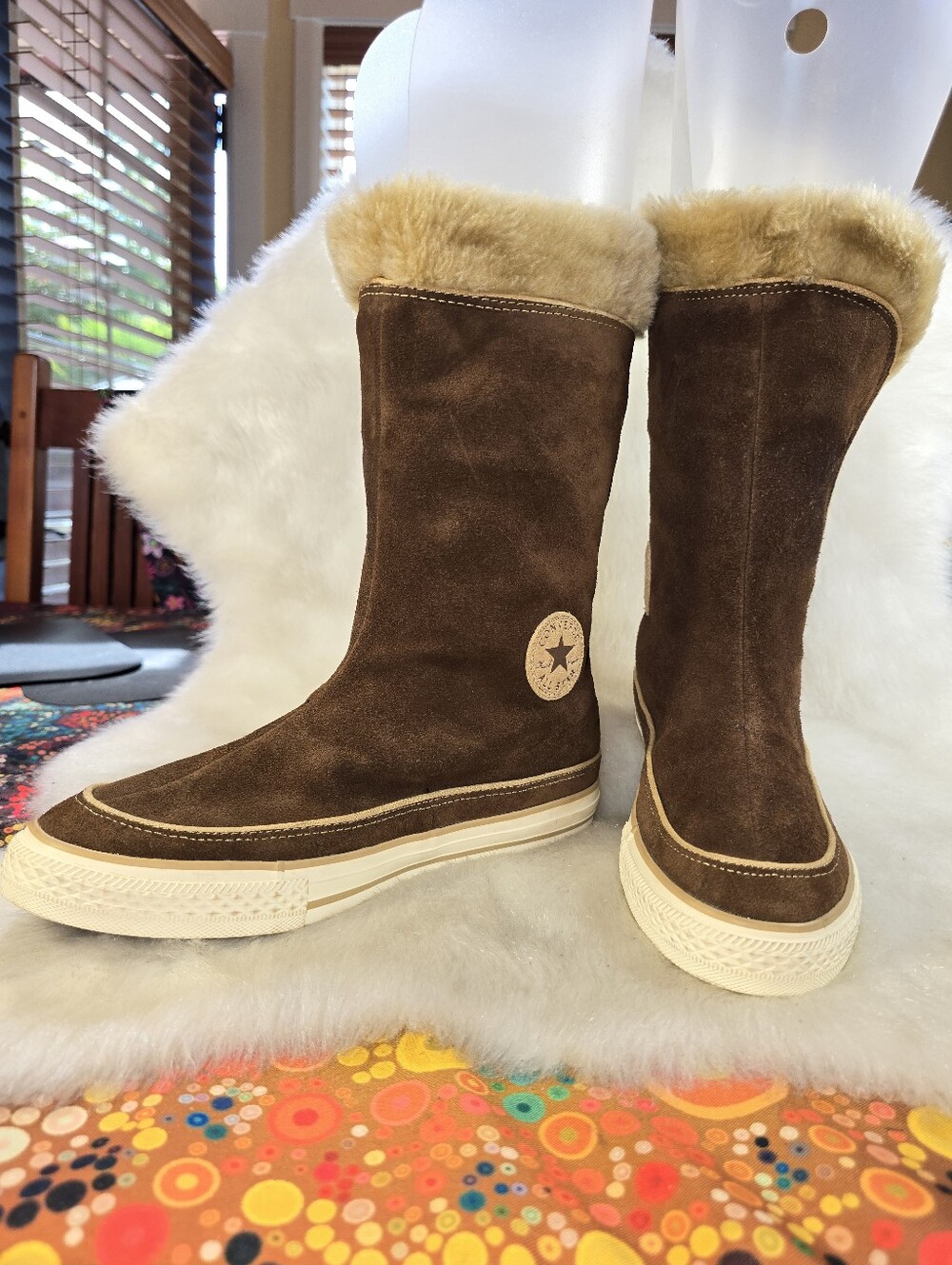 Converse Chuck Taylor All Star "Beverly" Suede Shearling-Trim Mid-Calf Boot
